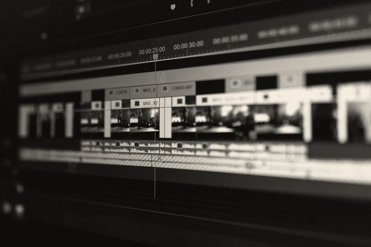 Video editing timeline on a monitor